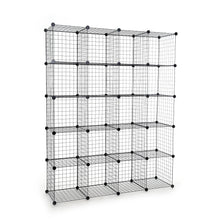 Load image into Gallery viewer, Amazon unicoo multi use diy 20 cube wire grid organizer wardrobe organizer bookcase book shelf storage organizer wardrobe closet black wire