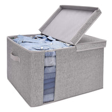 Load image into Gallery viewer, Featured storageworks closet storage organizer with transparent clear window storage boxes with lid double open lid gray cotton fabric box jumbo