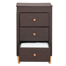 Load image into Gallery viewer, Amazon itidy 3 drawer dresser premium linen fabric nightstand bedside table end table storage drawer chest for nursery closet bedroom and bathroom storage drawer unit no tool requried to assemble brown