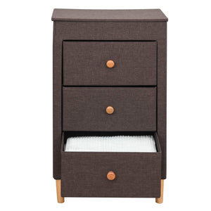 Amazon itidy 3 drawer dresser premium linen fabric nightstand bedside table end table storage drawer chest for nursery closet bedroom and bathroom storage drawer unit no tool requried to assemble brown
