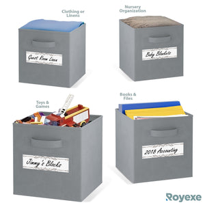 Explore royexe storage cubes set of 8 storage baskets features dual handles 10 label window cards cube storage bins foldable fabric closet shelf organizer drawer organizers and storage grey