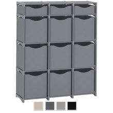 Load image into Gallery viewer, Budget neaterize 12 cube organizer set of storage cubes included diy cubby organizer bins cube shelves ladder storage unit shelf closet organizer for bedroom playroom livingroom office grey