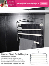 Load image into Gallery viewer, Discover the best knocbel pants clothes hanger closet organizer 4 layers non slip swing arm hangers hook rack for slacks jeans trousers skirts scarf 2 pack beige 1
